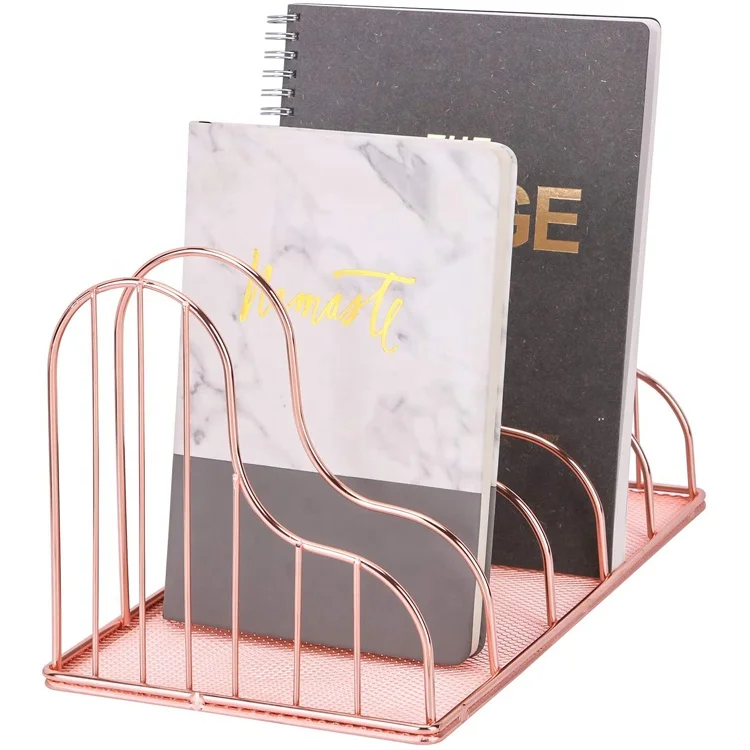 Magazine Rack Rose Gold Heart Shape Metal Creative Wire Desk Top Magazine Rack for Minimalist Home Decor