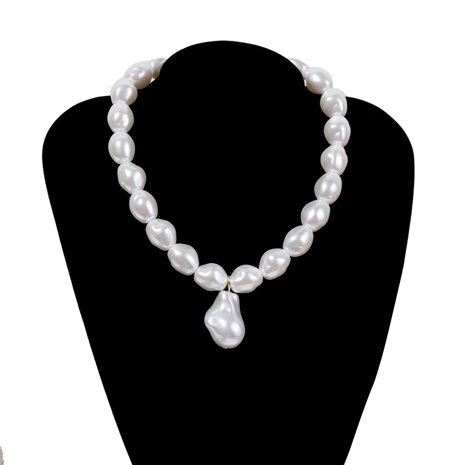 
Hainon Pearl Necklace Chunky Chain Link Pearl Choker Necklace Gift for Women 
