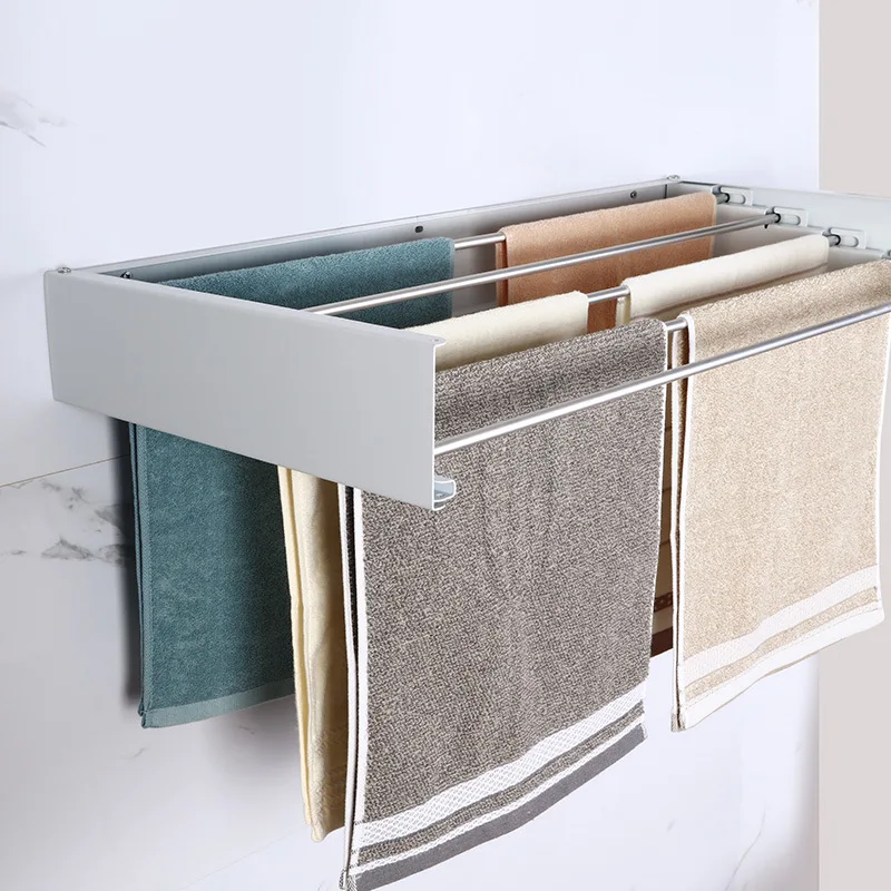 Laundry Drying Rack Collapsible, Wall Mounted Hidden Drying Rack for Laundry Room Wall Compact Clothes Drying Rack