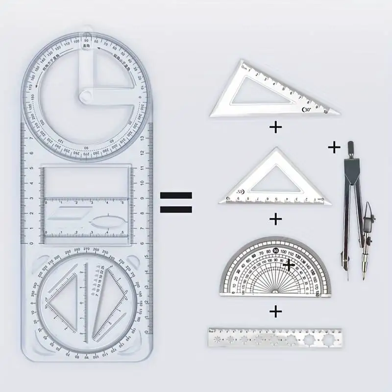 Wholesale rulers for school plastic multifunctional geometric drawing ruler student square protractor rulers for school