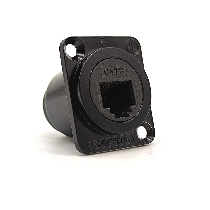 Panel Mount Black RJ12 6P6C Jack Connector Data Transfer Dual Port CAT3 Socket Adapter