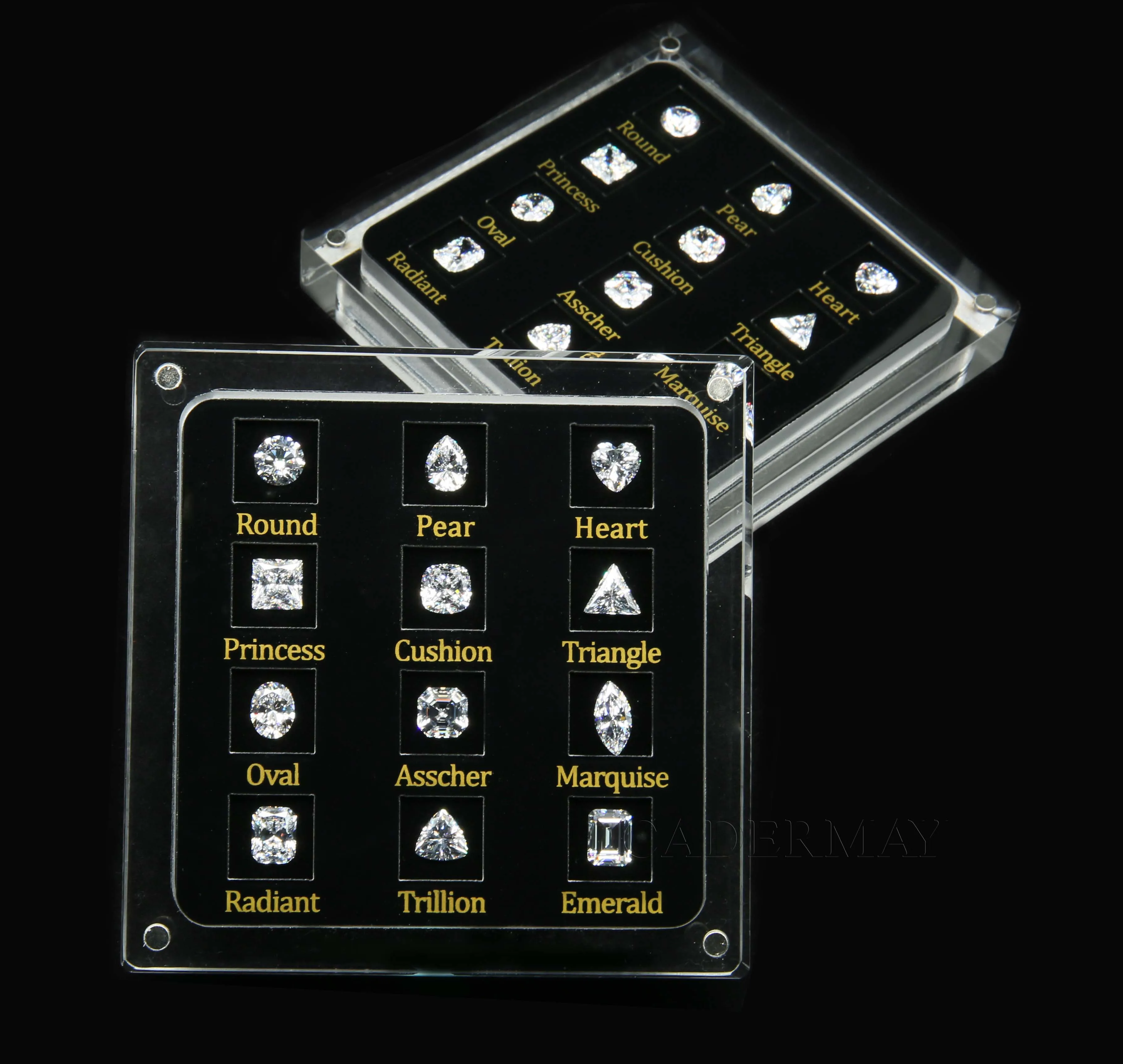 Cadermay New Arrival Loose Gemstone 12 Shapes Cubic Zirconia Display Tools Box Diamond Tester Master Set