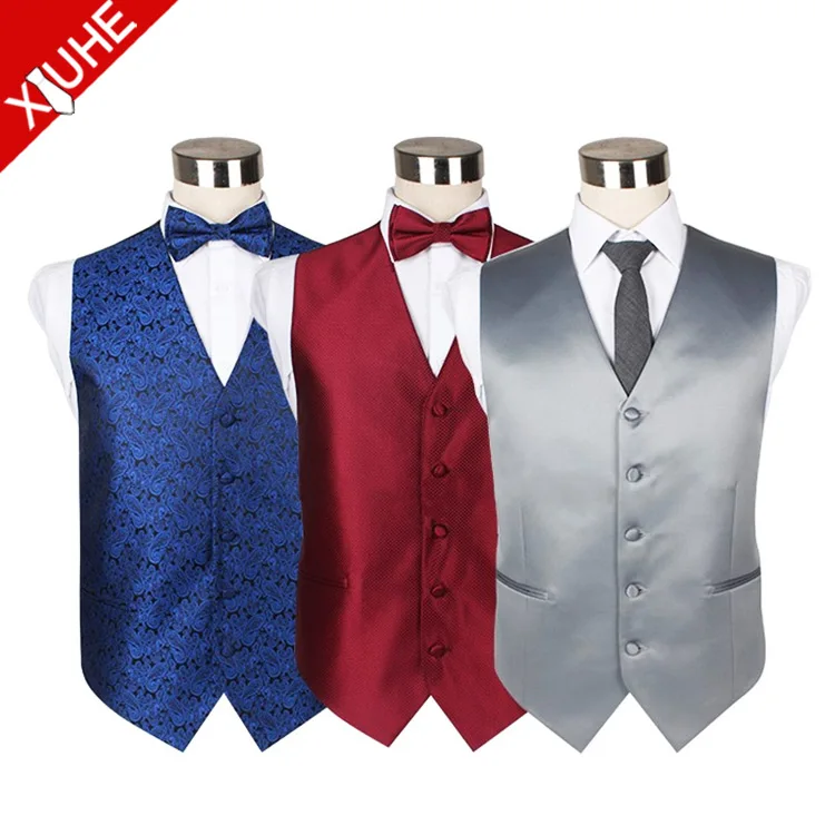 Factory Direct Sale Hand Made Mens High Quality Vest V-neck Suit Vest Custom Polyester Mens Waistcoat