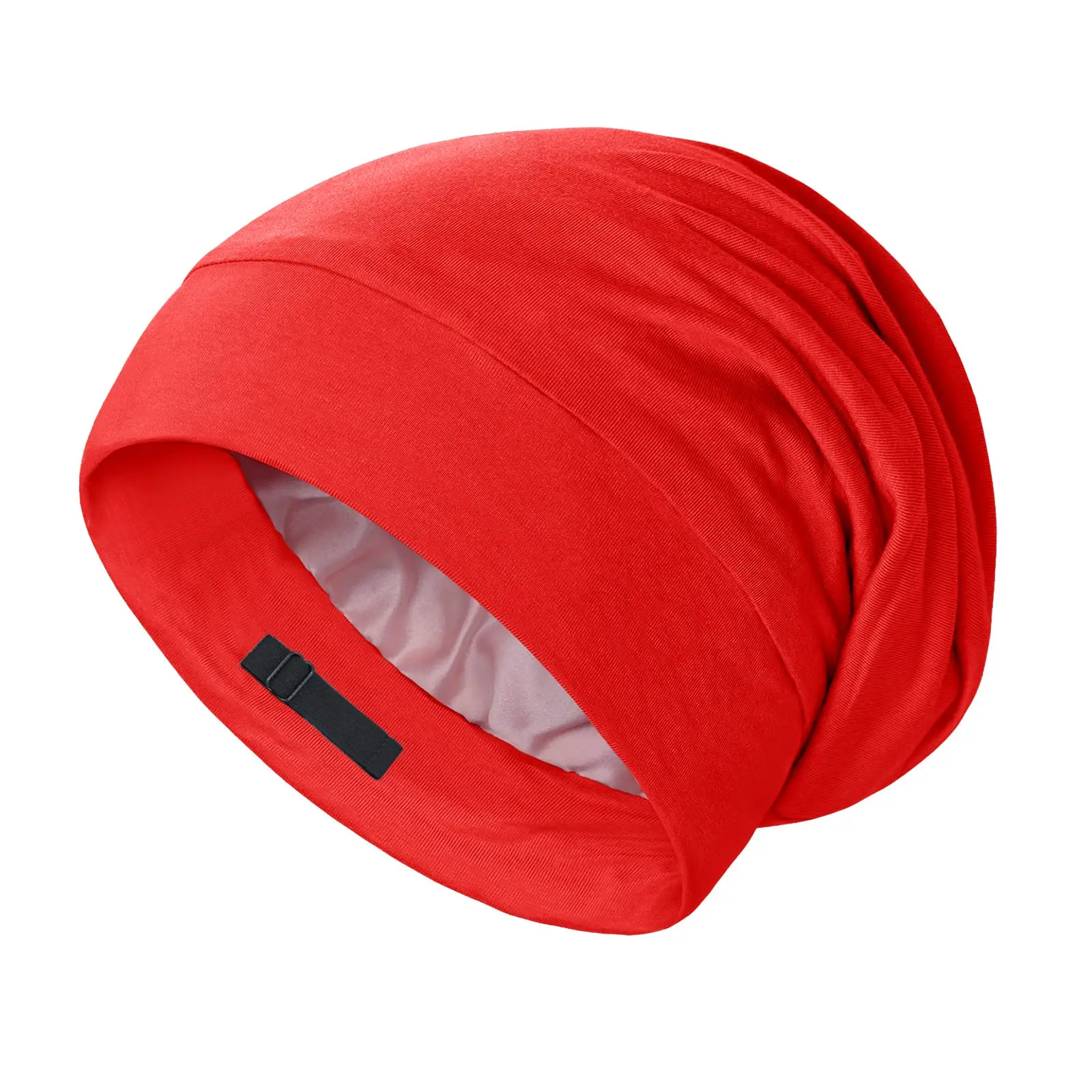 Double layers Modal Mulberry Silk Bonnet Silk Hair Bonnet for Sleeping Silk Sleep Cap Hair Warp with Adjusting Buckle