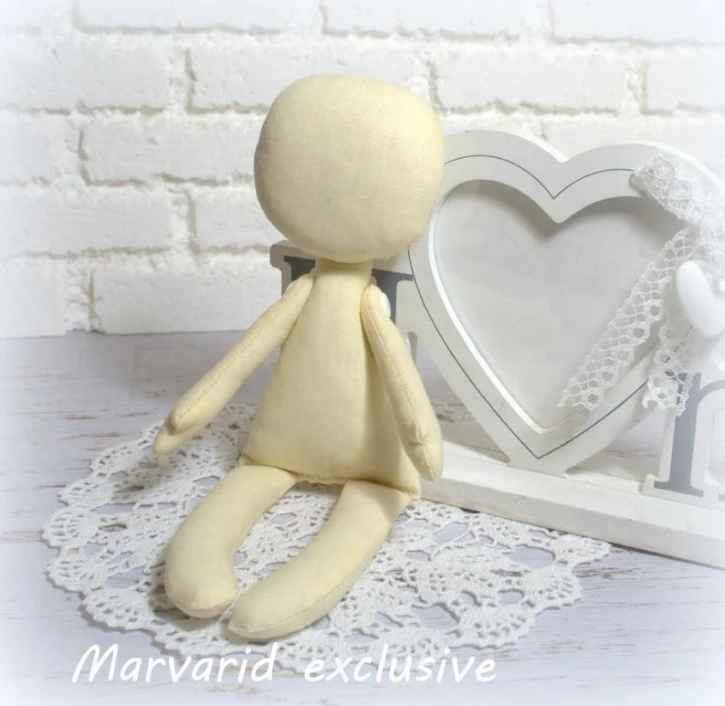 Custom handmade textile rag body naked doll art Doll