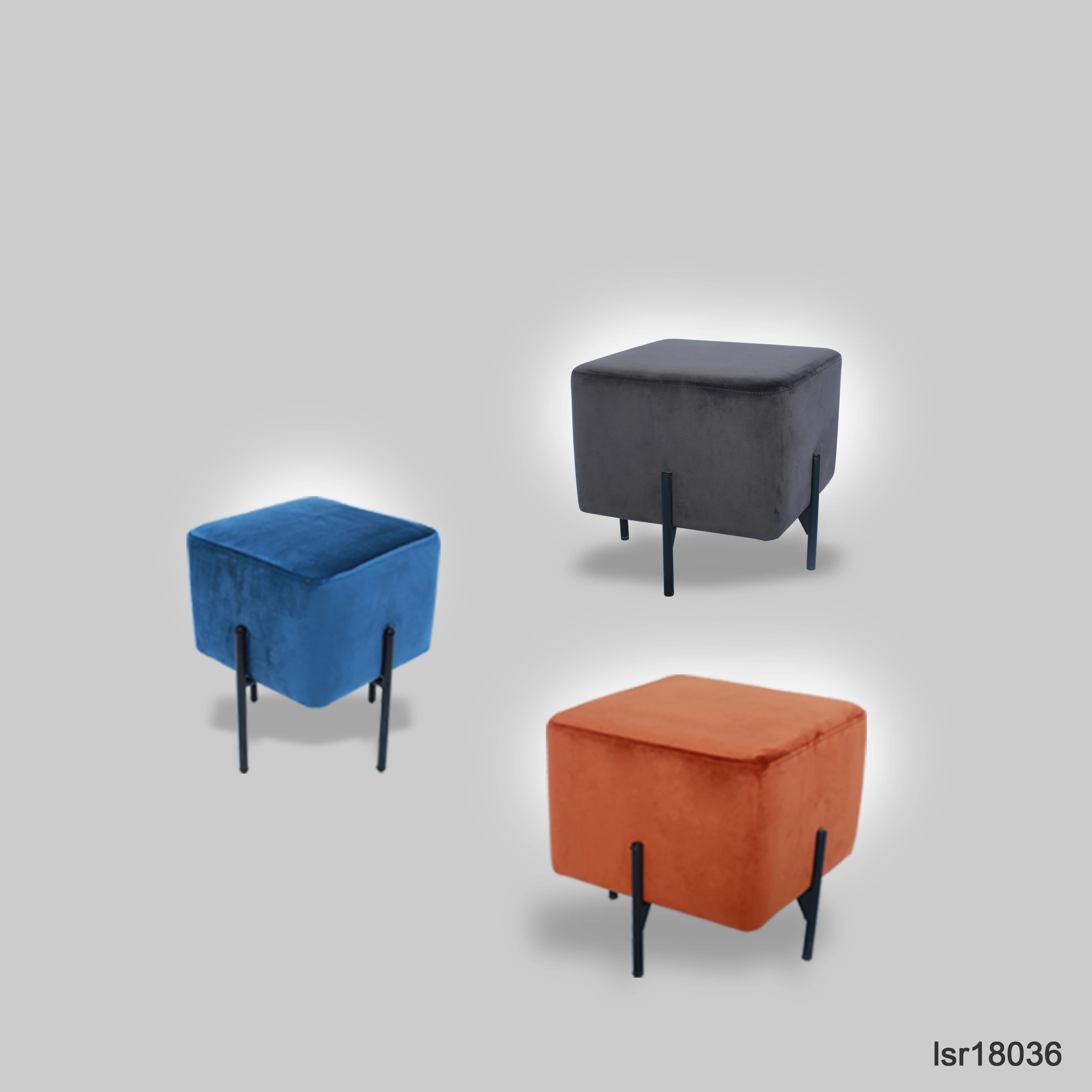 ODM&OEM Modern Living Room Furniture New Design Metal Legs Small Sofa Stool Fabric Footstool
