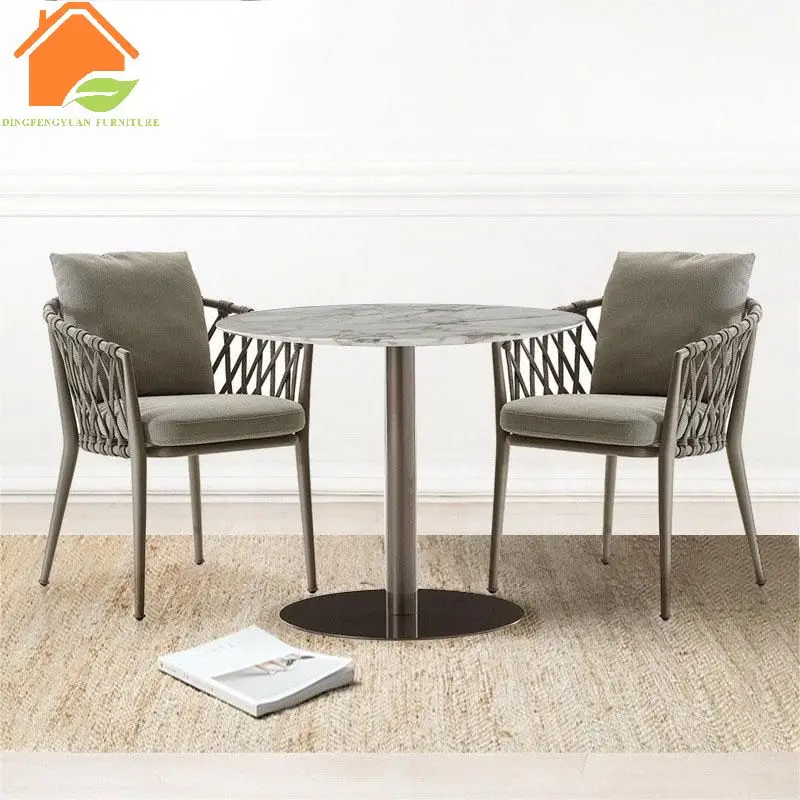 Modern luxury marble coffee table.Stainless steel base round shape reception negotiation table marble top outdoor furniture