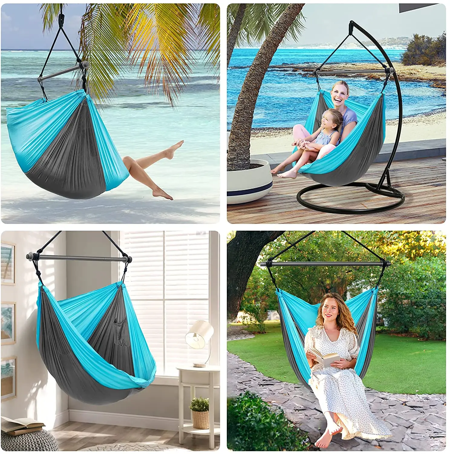 Woqi Outdoor Garden Hammock Adults Kids Hanging Basket Chair Hanging Rocking Swing Hammock Chair