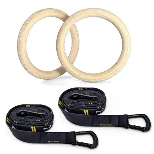 Fitness Accessories Home Gym Full strength exercise Body Workout Wooden Gymnastic Ring with Nylon straps