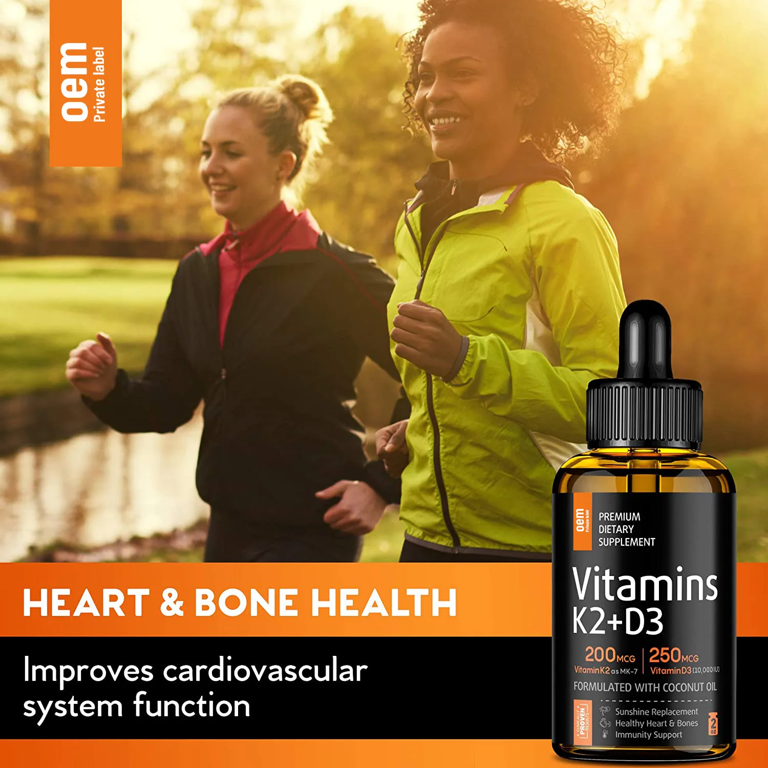 OEM ODM Protect the Heart Promote Bone Development Calcium Supplement Vitamin D3 K2 Liquid Drops Vitamin D3 Health Oil
