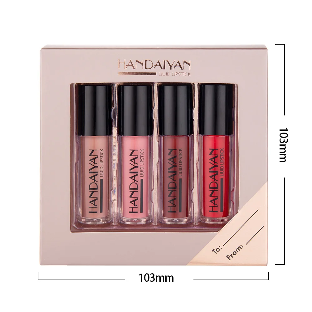 HANDAIYAN 4 pcs Moisturizing Liquid Lipstick  Neutral Colors  Kit Long-lasting and Waterproof mouse velvet mouse velvet lipstick