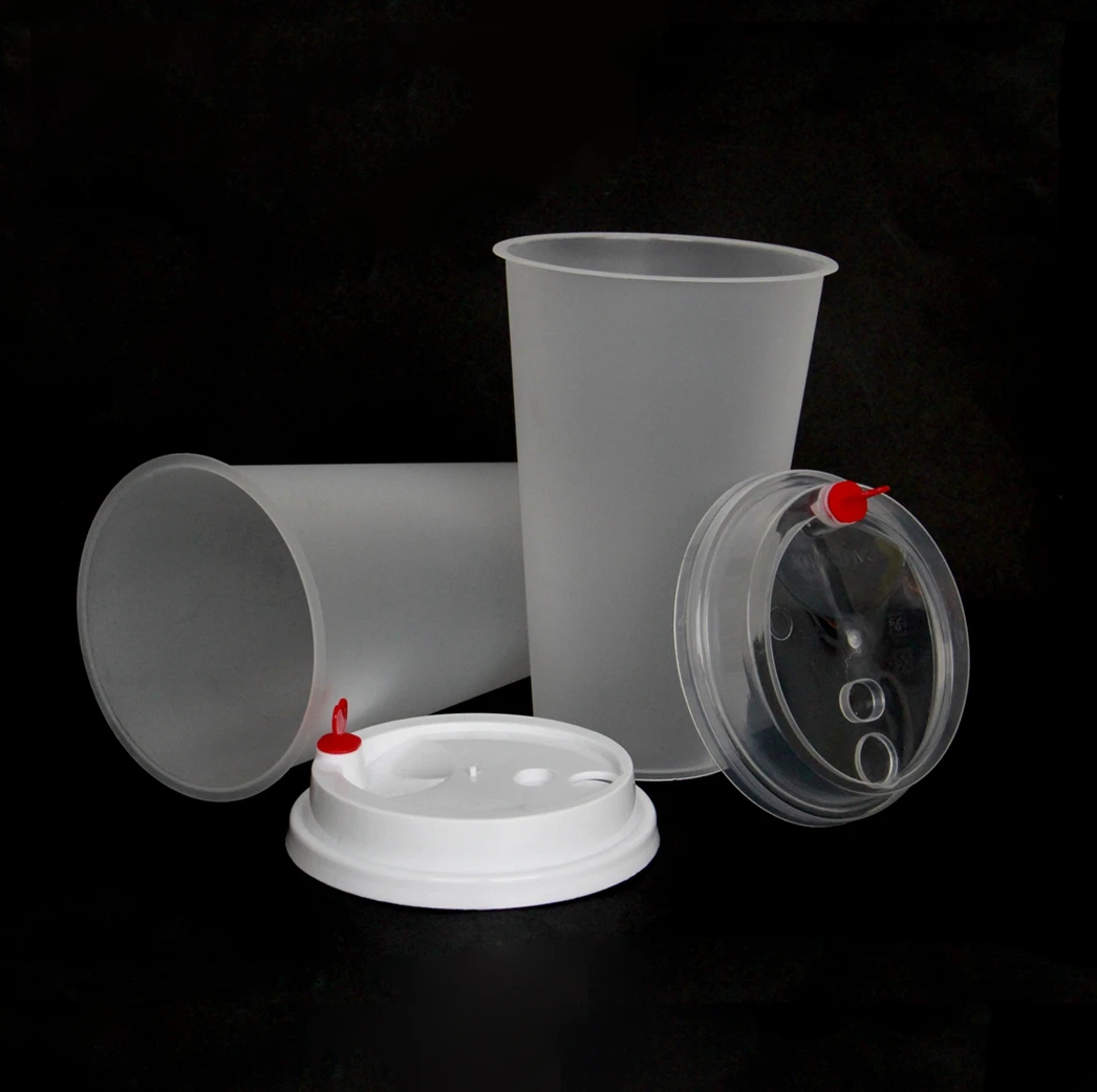 12oz 16oz 24oz Clear PP Plastic Cups with Flat Lids plastic disposable twins split pp plastic cup bubble tea milk shakes