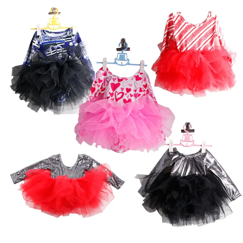 Wholesale Girl Tu Tu Dress Long Sleeve Soft Fabric Close-fitting Candy Colour Mesh Dancing Dress