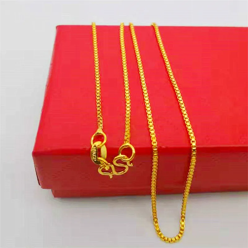 Aug jewelry hot-selling wholesale 24k gold-plated thin chain 1mm box chain 45cm Vietnam sand gold ladies necklace