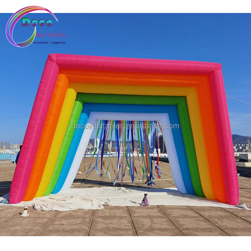 Giant Entrance Gate Inflatable Square Rainbow Arch For Wedding And Advertising