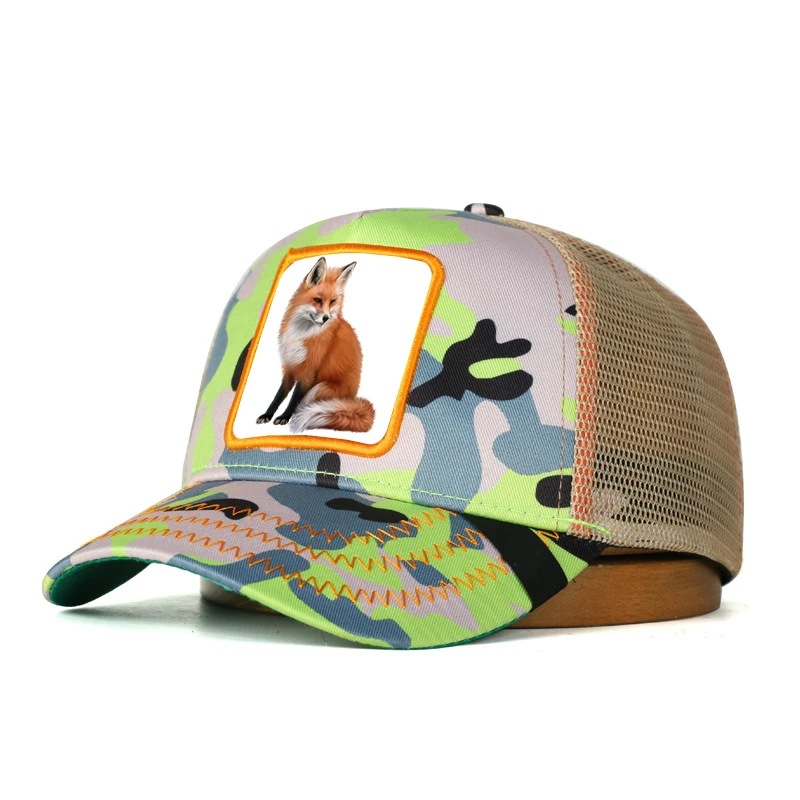 Truck Cap Cotton Two Tone Gorras Wholesale Trucker Hats Animal in Stock 5 Panel 3d Puff Embroidery Patch Logo Mesh Sports Caps