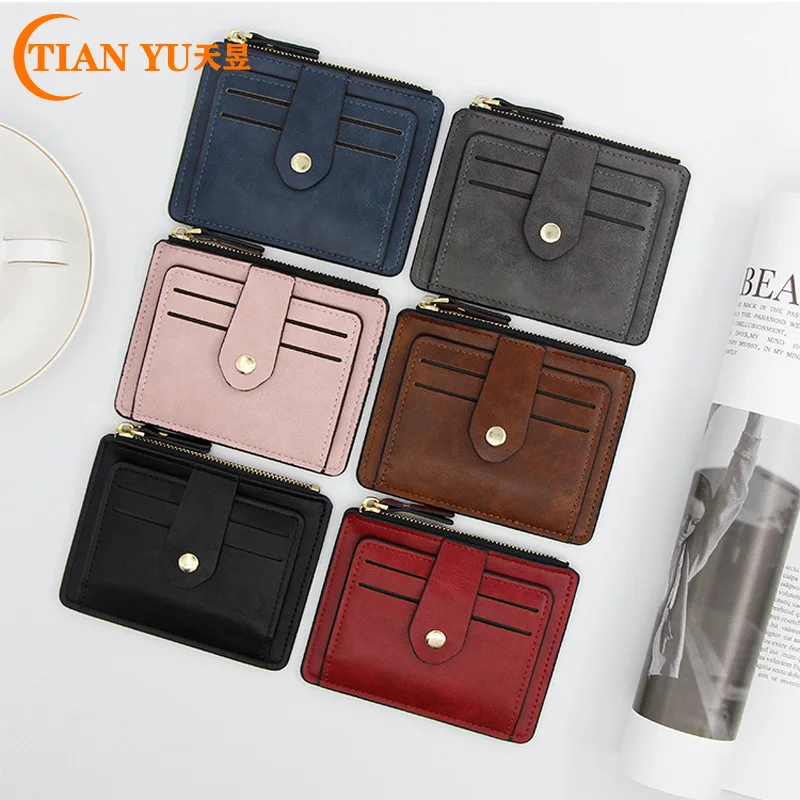 Маленький модный держатель для кредитных карт, тонкий кожаный кошелек с карманом для монет, мужской кошелек для денег, чехол для мужчин, женщин, деловой мини-кошелек