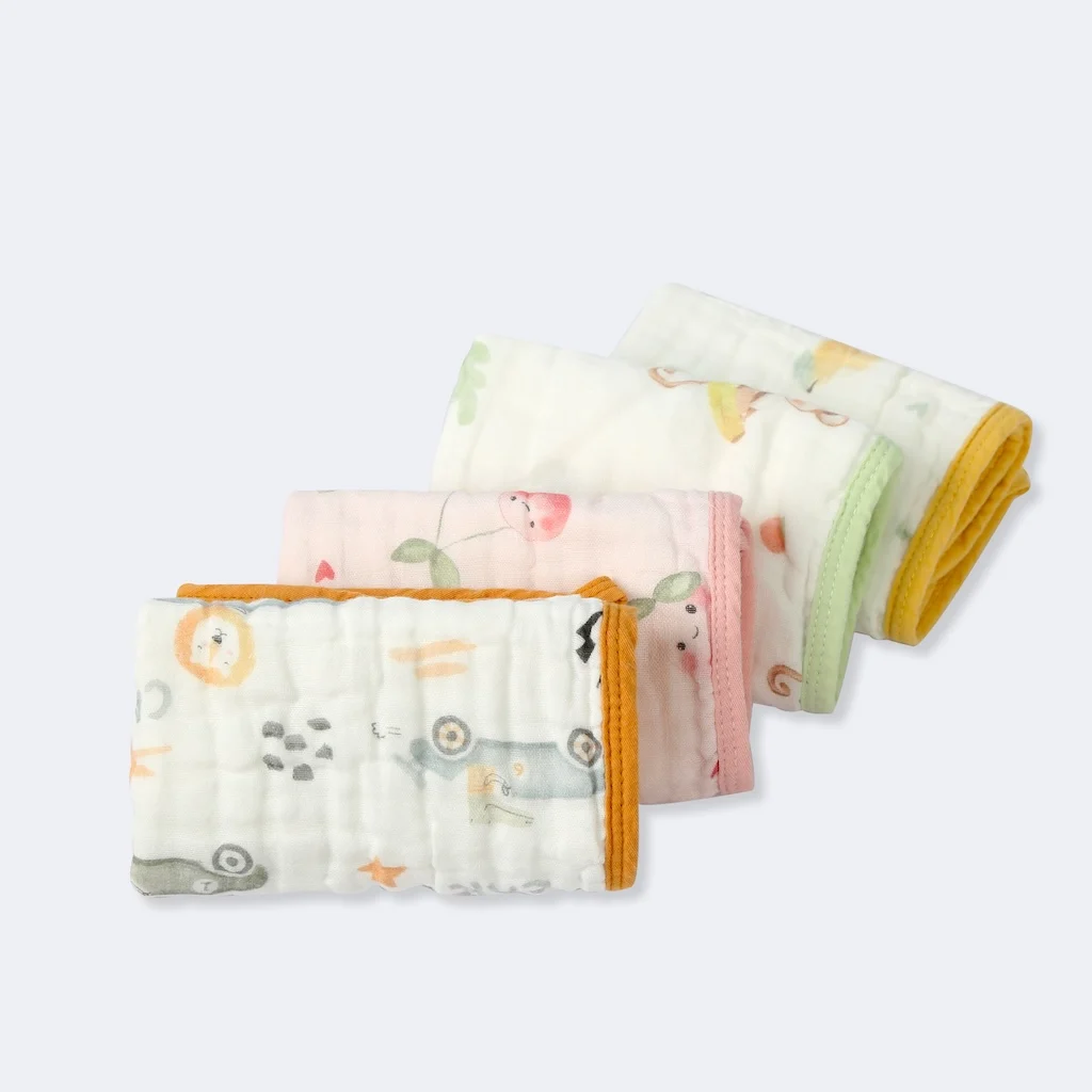 Baby Muslin Washcloths 12x12 inches -100% Cotton Baby Bath Towels, Soft Baby Wash Cloths and Absorbent wipes for Newborn Kids