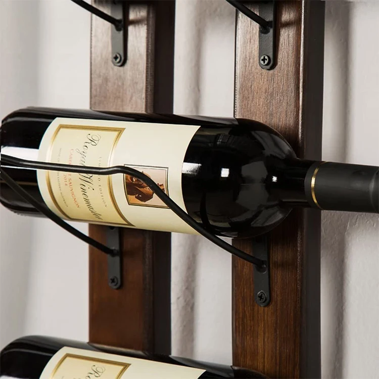 High Quality Wall Mounted Wooden Wine Bottle Rack Easy Installation Wood Wine Shelf for Home Wine Cellar Decoration