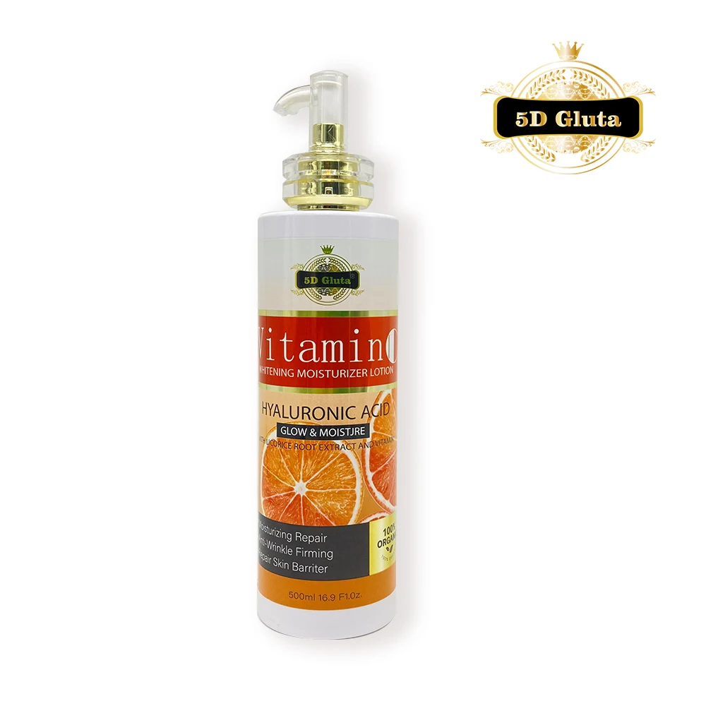 100% ORGANIC Vitamin C WHITENING MOISTURIZER LOTION HYALURONIC ACID GLOW & MOISTURE WITH LICORICE ROOT EXTRACT AND VITAMIN SET