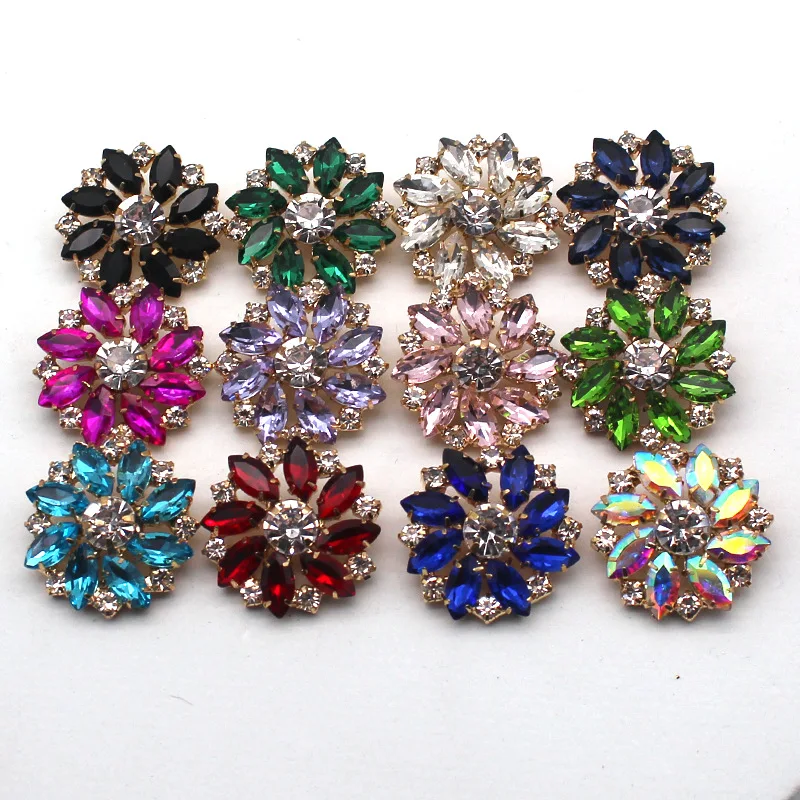 New Design crystal Round Rhinestones 27mm sew on claw rhinestone brooches Glass Rhinestones for garment accessory