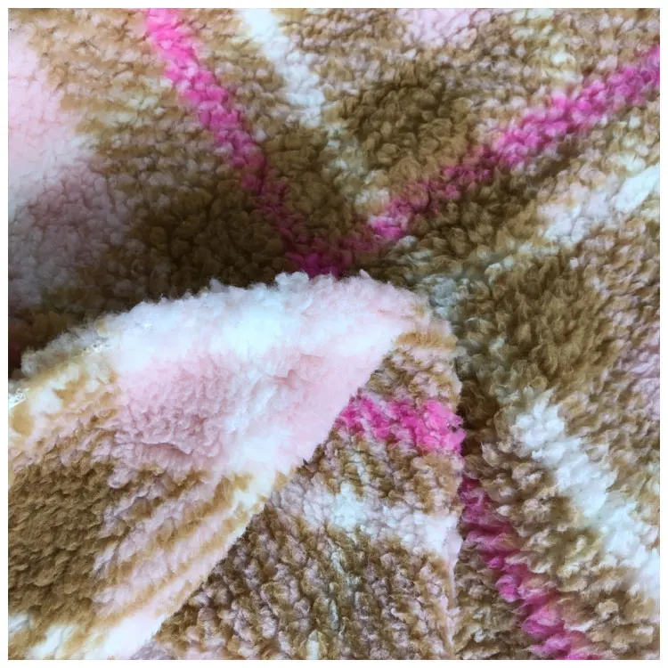 
100% polyester faux fur low pile plush fabric shu velveteen printed custom sherpa fabric 