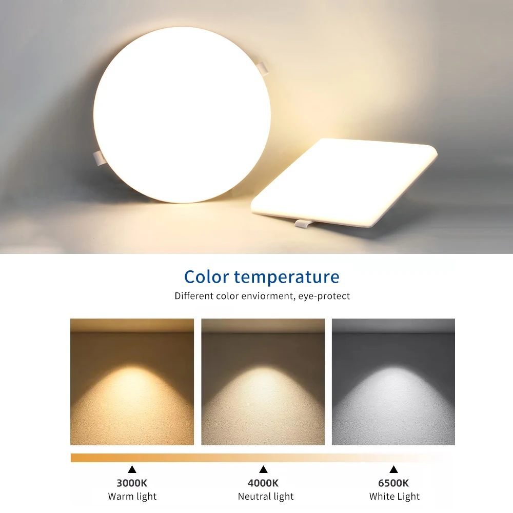 Led High Lumen Ultrathin Recessed Mounted Frameless Adjustable Panel Light Indoor Lighting