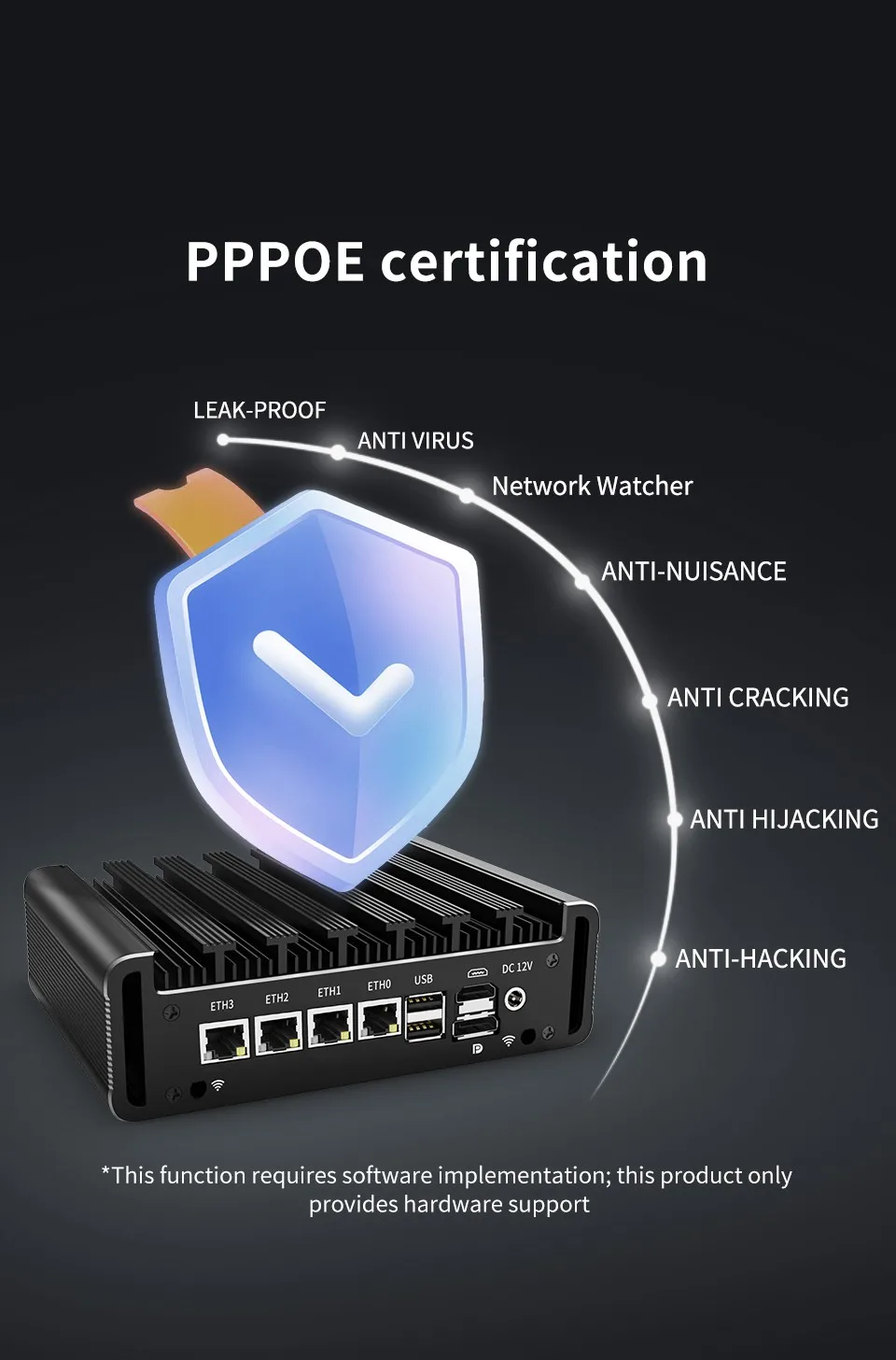 12th Gen 2.5G Soft Router J6412 Quad Core 4 In-tel i226-V 2500M LAN 2xDDR4 NVMe 2xRS232 Firewall Mini PC Computer Proxmox