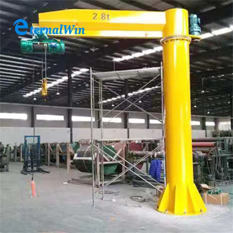 5 ton 6 ton electric lifting free standing marine jib crane with mobile electric chain hoist price