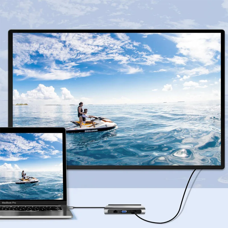  Кабель для USB-интерфейса до 50 метров HDMI-интерфейс C концентратор адаптер с тройным дисплеем HDMI VGA Тип PD Gigabit Ethernet