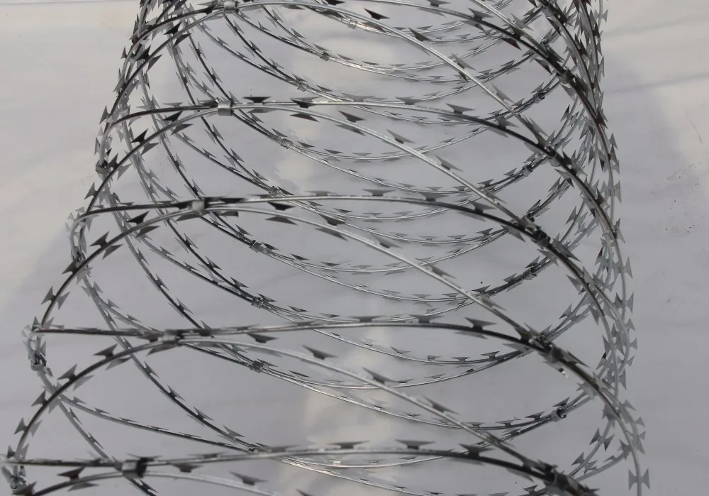 Clipped Concertina Helical Wire,Razor Wire Roll Weather and Water Resistant Galvanized Steel for Secure Sites