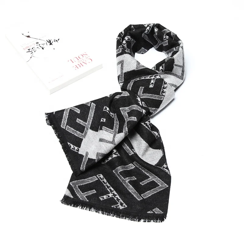 Fashion Europe style letter check grid design cashmere feel muffler scarf for men