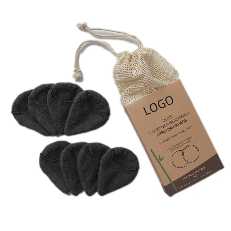 Hot Selling Plain Color Finger Pocket Soft Bamboo Make Up Pads With Laundry Bag