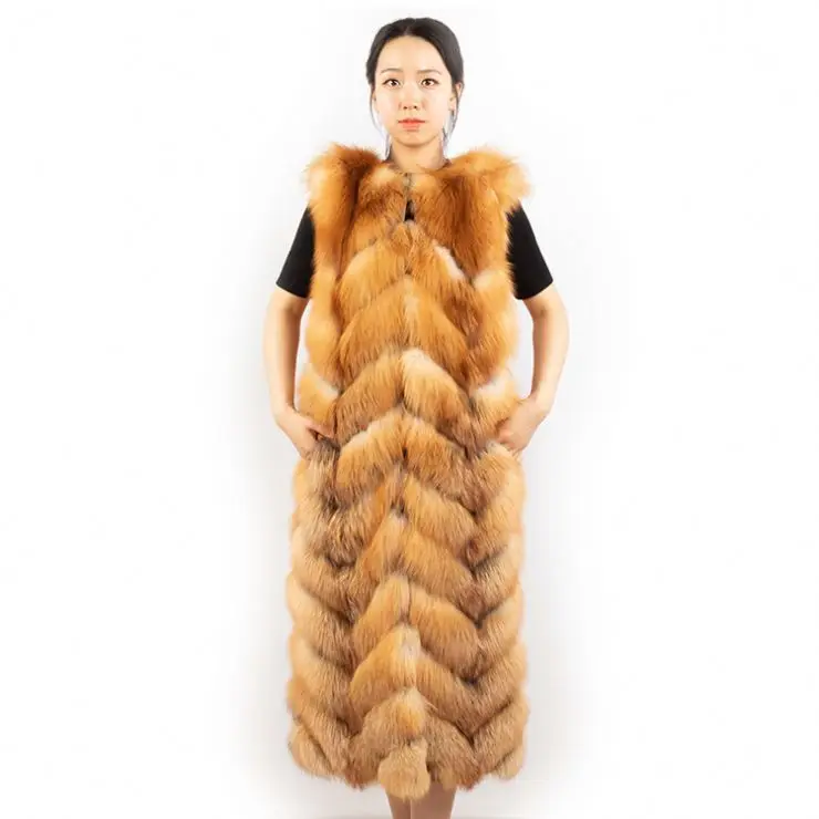 Женский меховой жилет DH IATOYW зимний из лисьего меха длиной 110