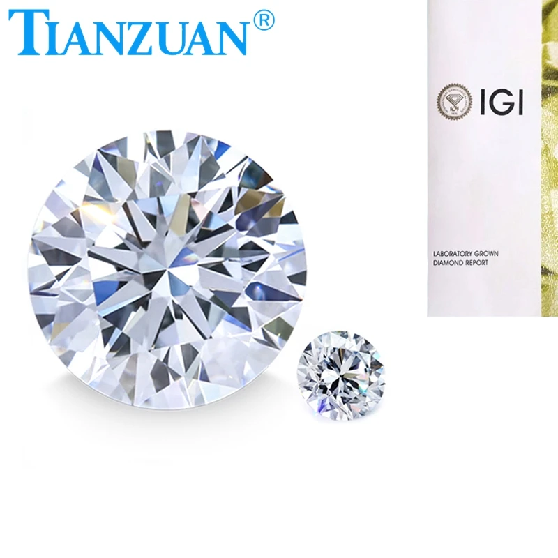 Promotion HPHT diamond IGI certificated D E 1CT -2.0CT VS VVS clarity 3EX cutting round lab grown diamond loose stone