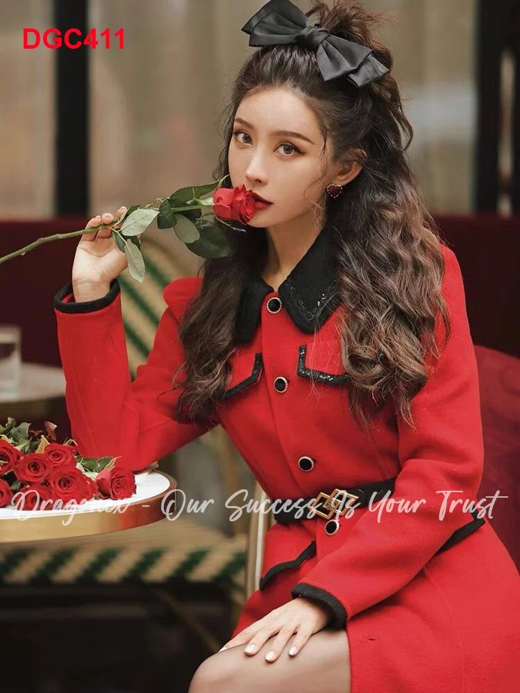 High quality Long red evening gown made of pressed evening gown and luxurious pockets from Vietnam