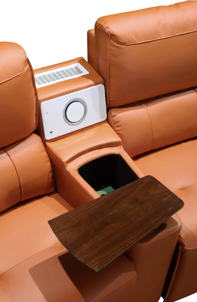  Home theatre System console and speaker with wireless charging motion power recliner cow leather materials