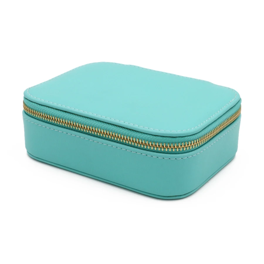 Zipper Blue Girls Organizer Jewellery Box Customized Logo