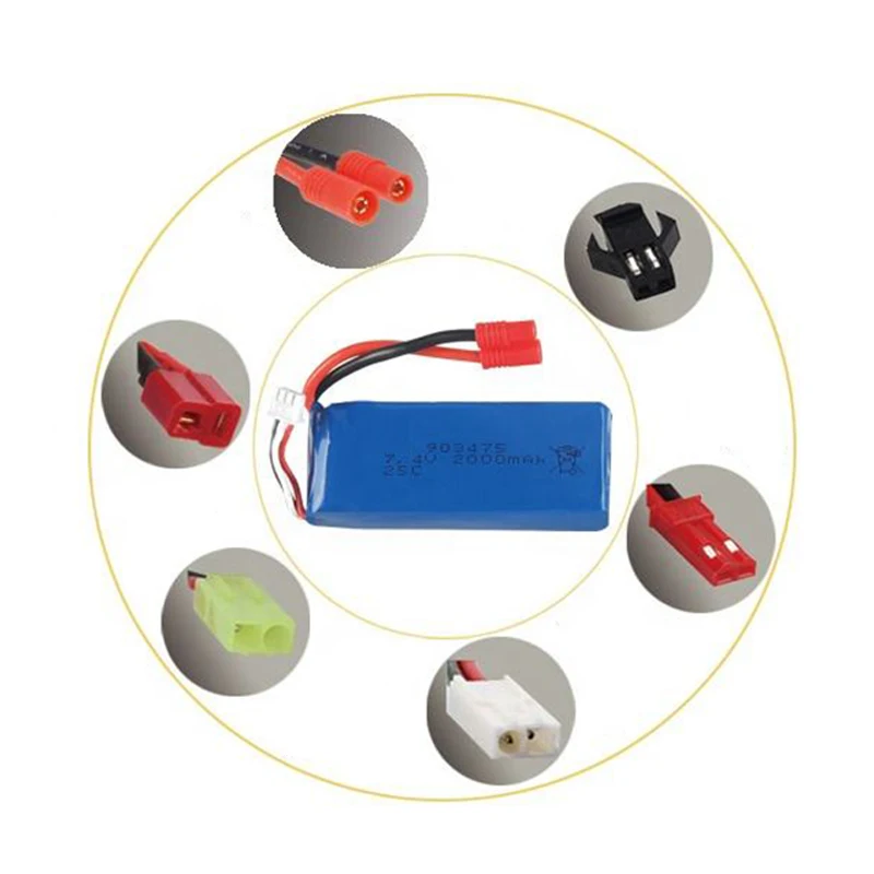 Factory In Stocks Drone Rechargeable 7.4V 2000mAh 903475 2S1P Li-polymer Batteries For Toy High Speed RC Car