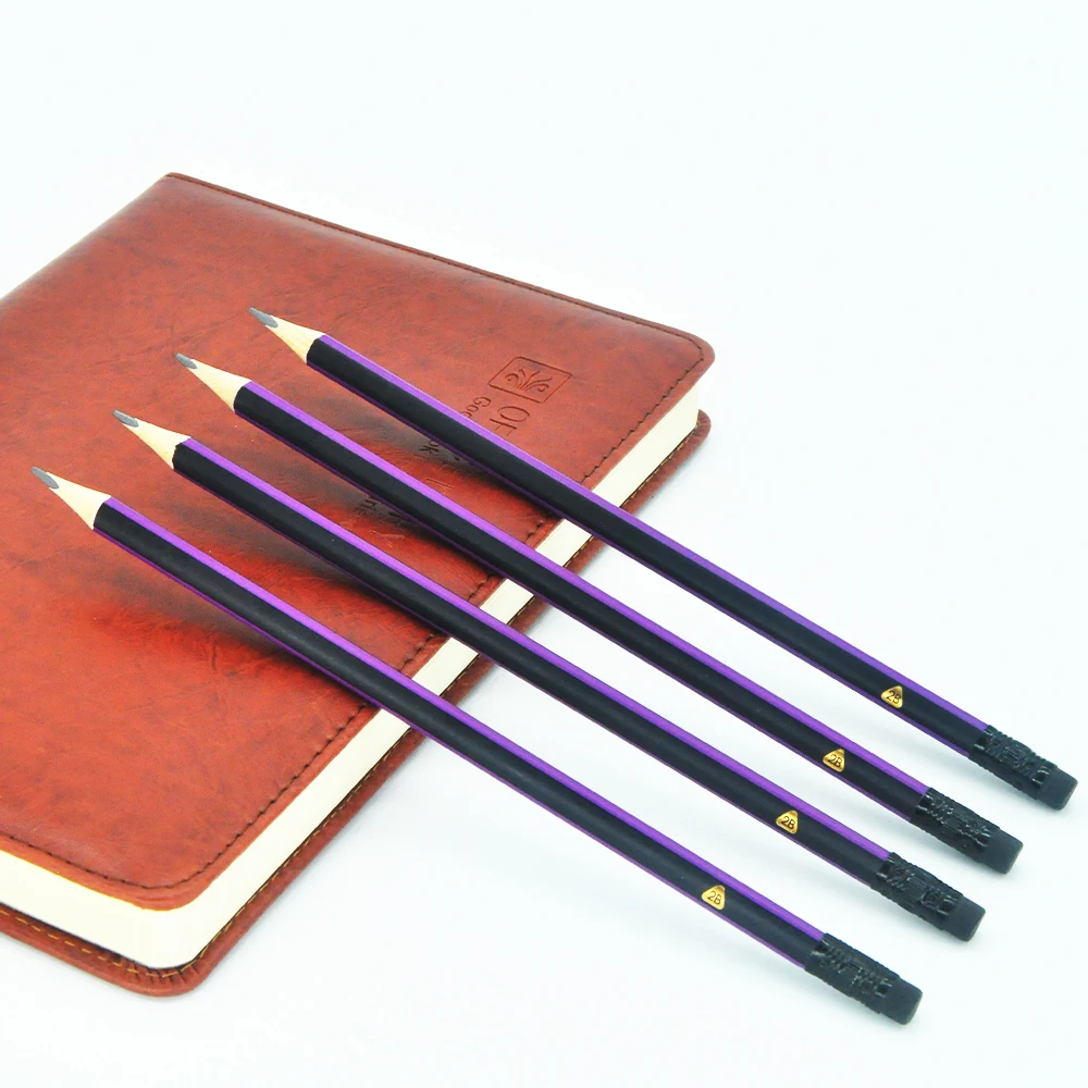 Wholesale Pre Sharpened  Pencil school supplier stationery EN71 custom pencils with logo Wooden Pencil with Eraser Top