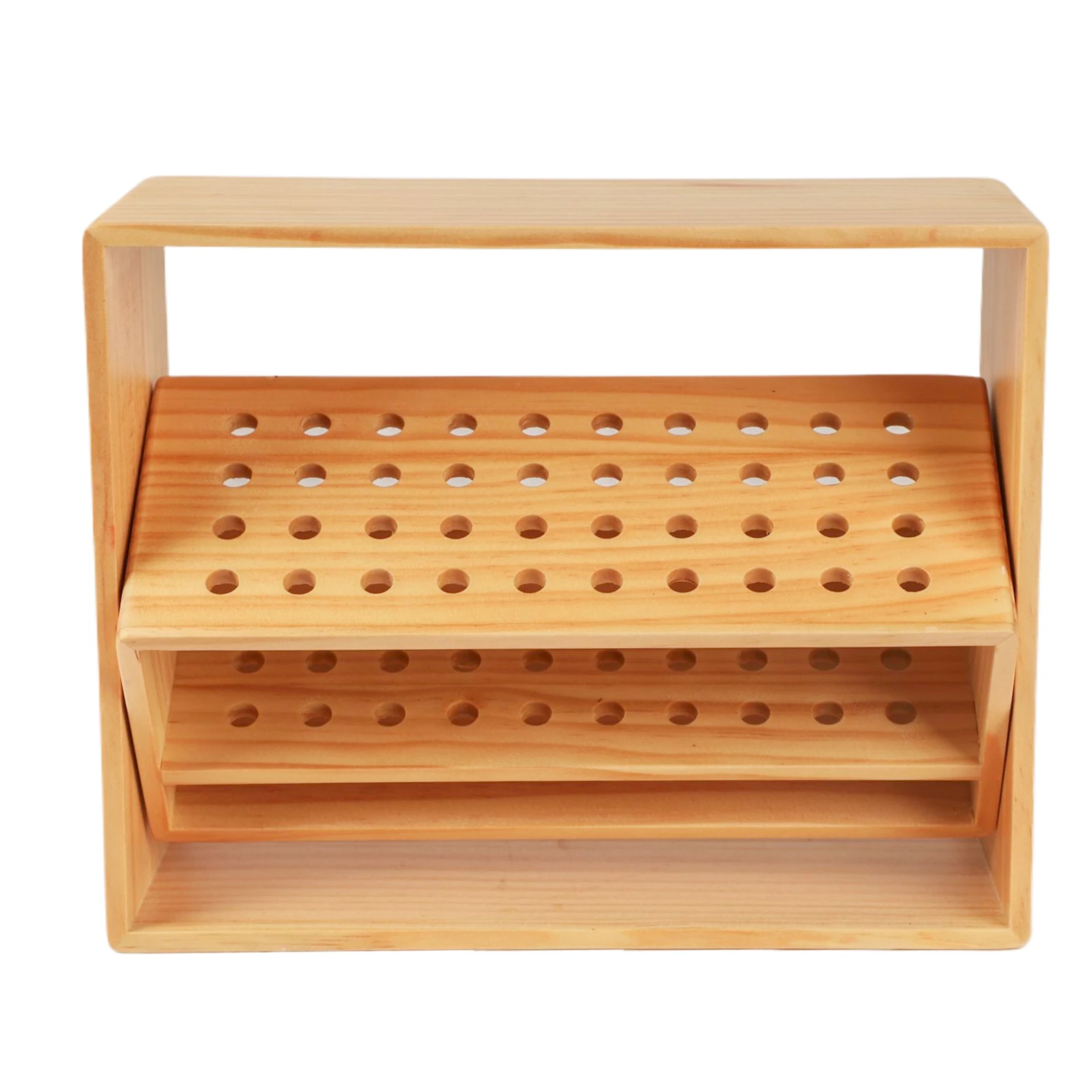 Wooden Pen Organizer Desk Pen Holder Tabletop Stationery Storage 4*10 round holes can hold 40 colored pencils