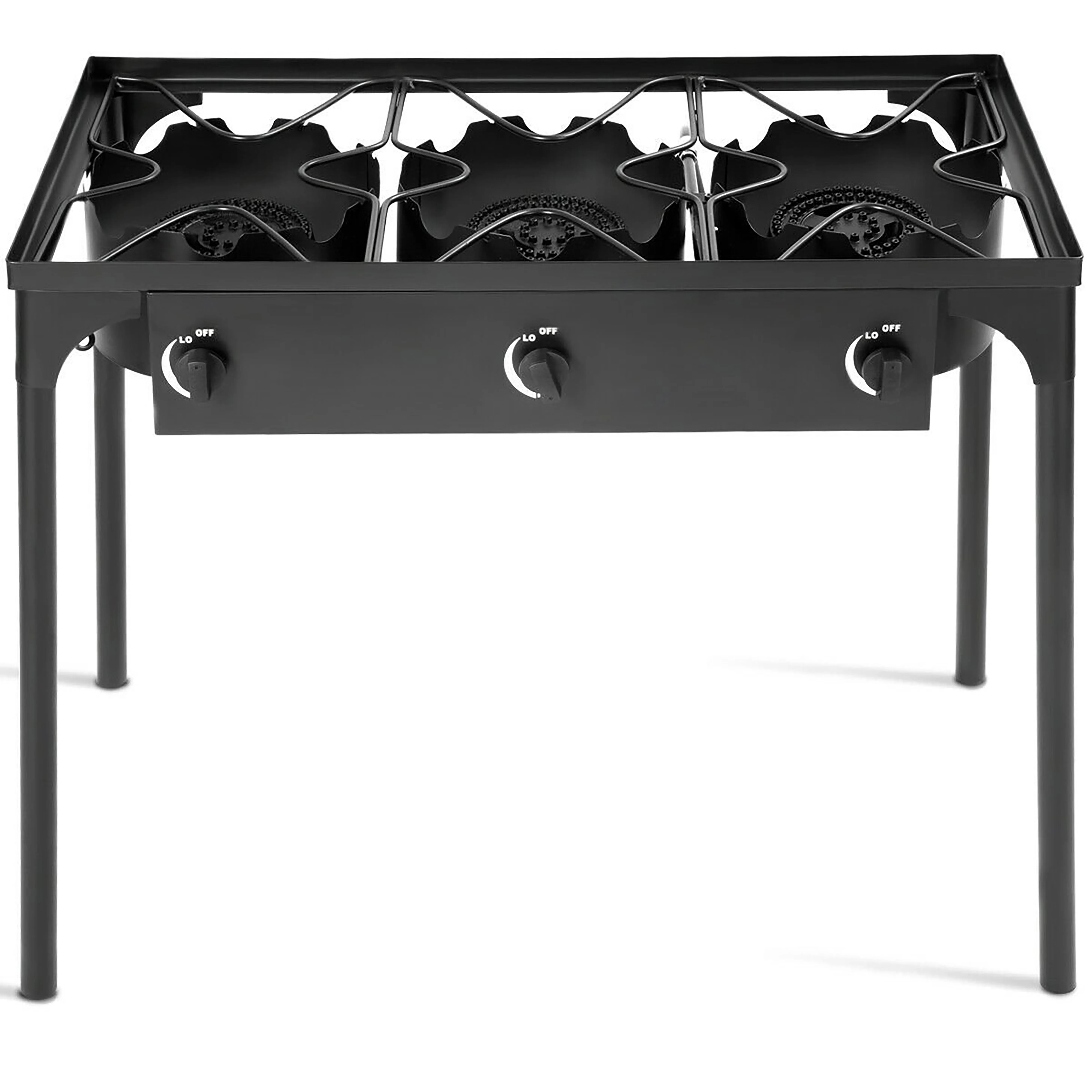 Cast Iron 3 Burner Outdoor Gas Stove Portable Propane Cooktop with Removable Legs