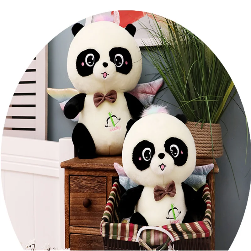 2022 cute angel panda plush toy wholesale plush panda bears with wings