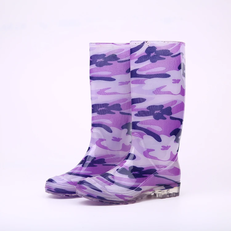 Ladies Custom Logo OEM Garden PVC Fishing Rain Boots Waterproof Anti-Slip Reusable Rain Shoes with EVA Insole