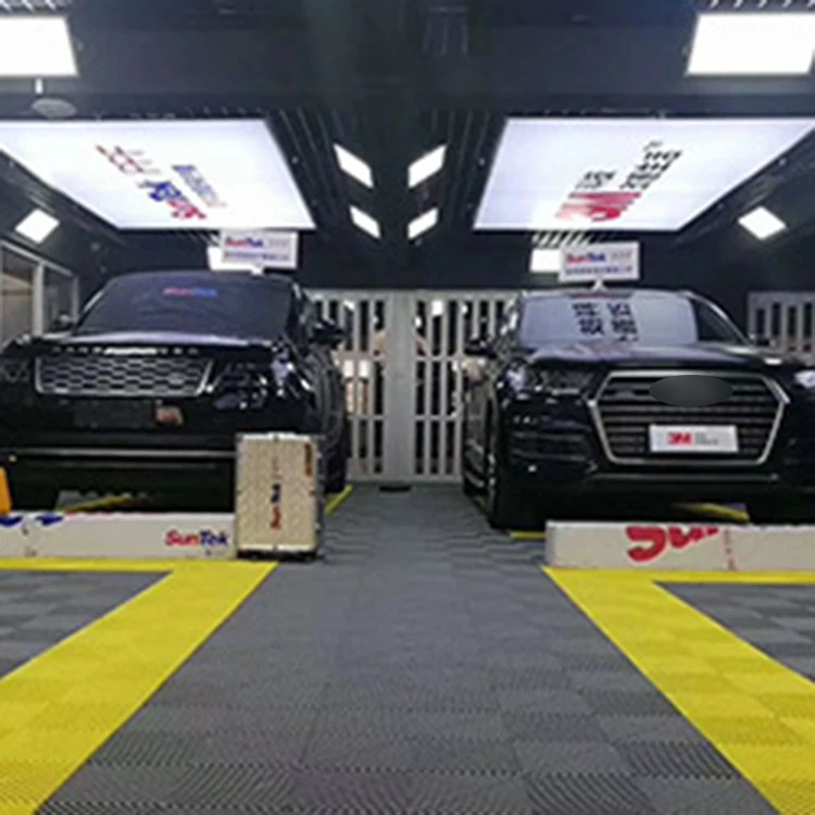 Attention To Detail Modern Auto Shop Pp Pvc Coin Pattern Car Wash Floor Tiles Car Garage Flooring