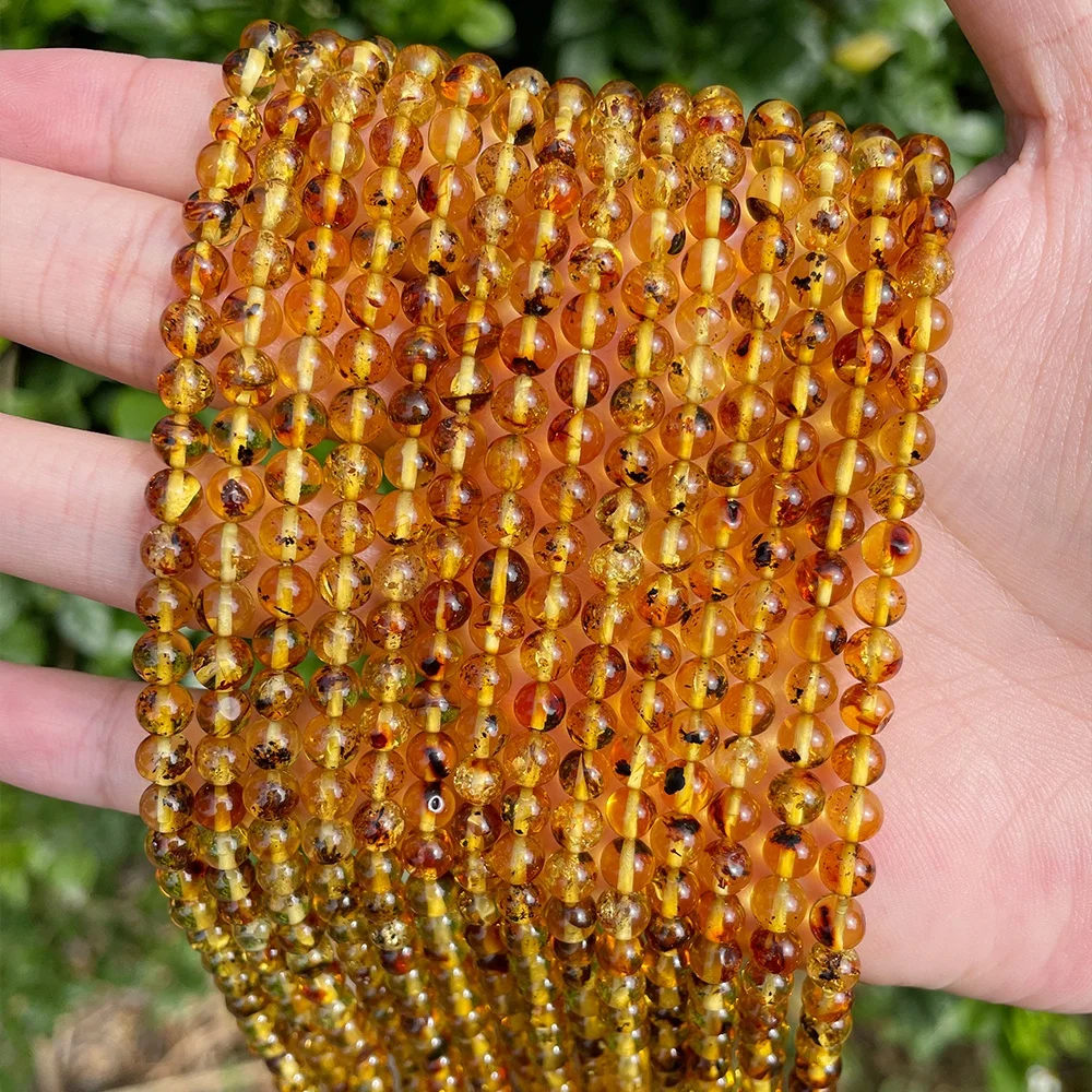 Wholesale A+ Natural 5-6mm the Baltic Sea Amber Loose Gem Stone Beads for Jewelry Making Bracelet DIY Accessories
