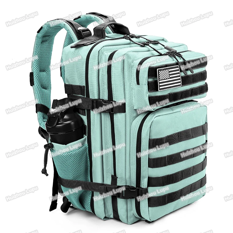 Custom Logo Waterproof Travel Fitness Green 45L Gym Meal Backpack w Side Pocket