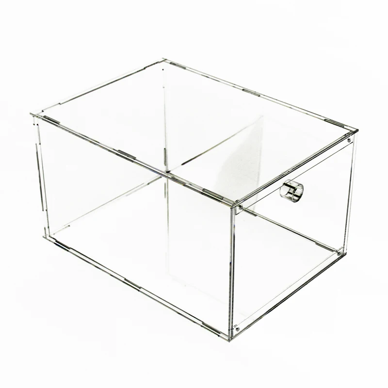 Customised Portable Drop Front Acrylic Detachable Sneaker Shoes Display Box Clear Magnetic Shoe Box with Magnetic opening door