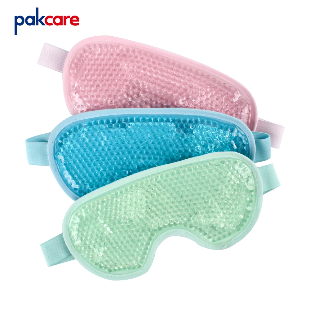 Microwavable reusable hot cold gel bead compress eye mask