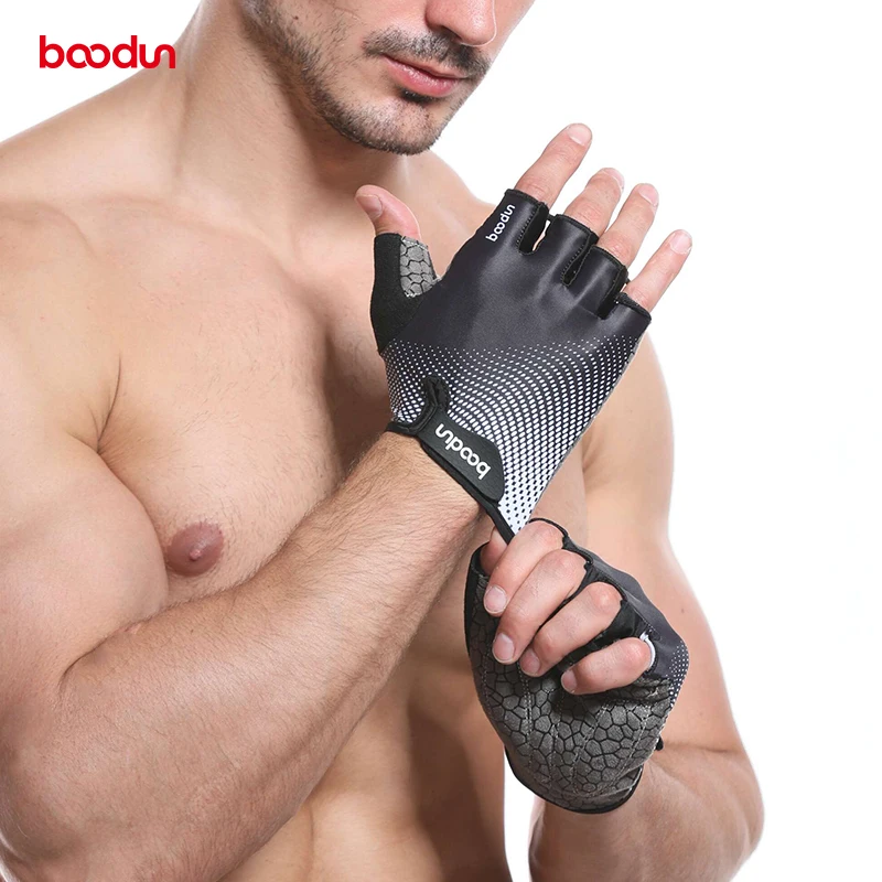 HBG 1096 Easy to wear Half Finger gym training gloves Shockproof breathable fitness gloves Palm thickened gasket